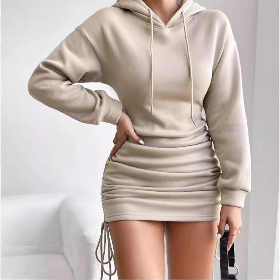 Hooded dress for women with gathered hem and comfortable fit Lune London