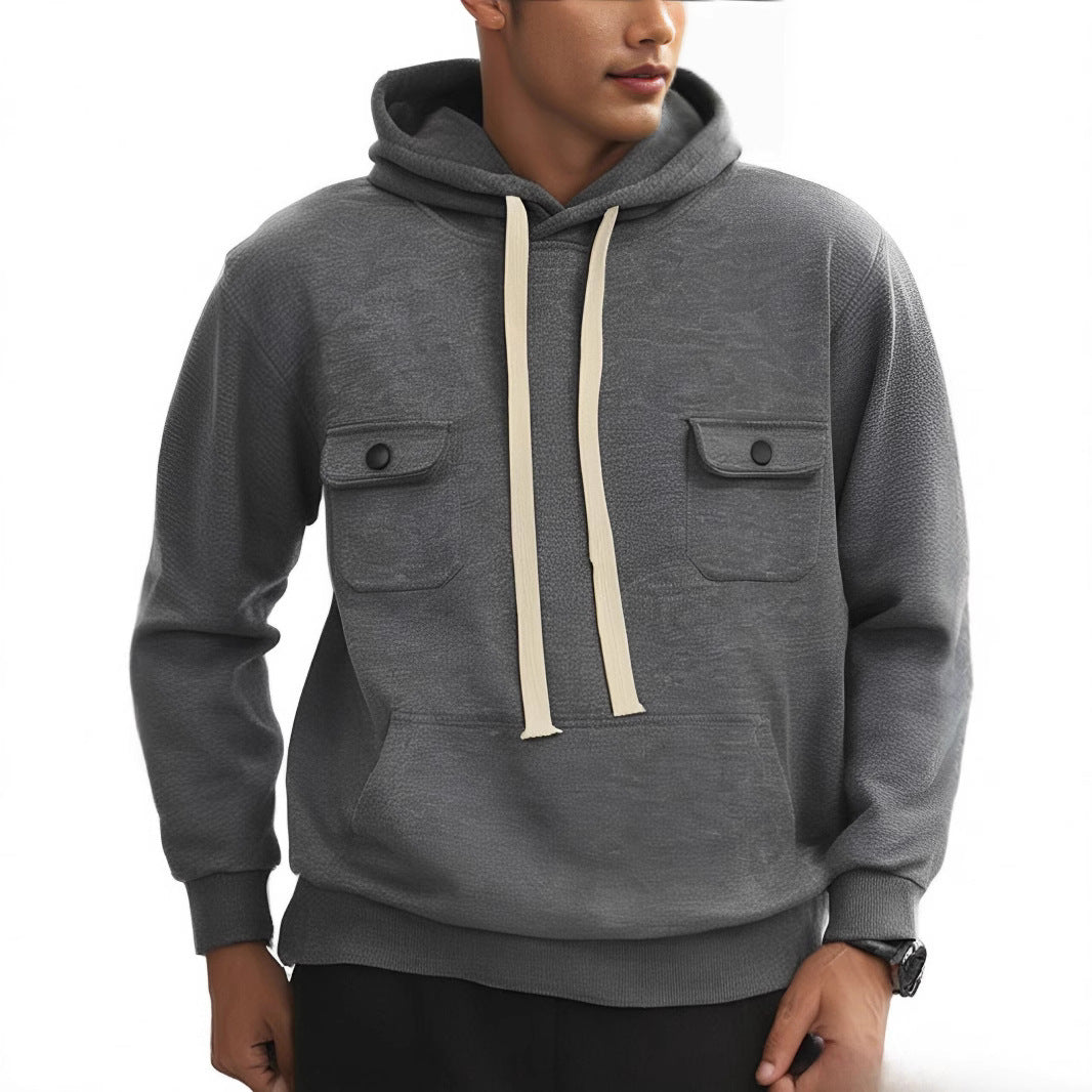 Men's hoodie with practical pockets and textured design Chic and style