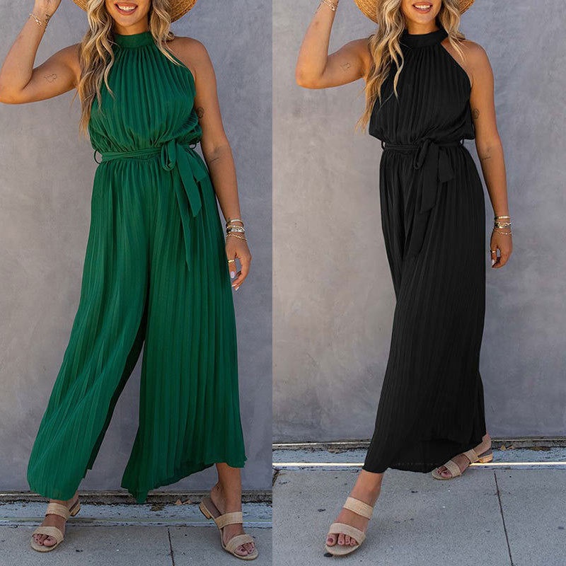 Ladies elegant pleated jumpsuit Lune London