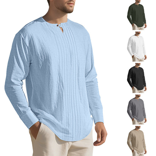 Elegant long-sleeve shirt for men with textured design and trendy high collar Amarae