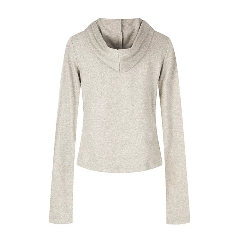 Women's Lightweight Hoodie Long Sleeve Shirt with Henley Button Placket and Patch Chest Pockets Amarae