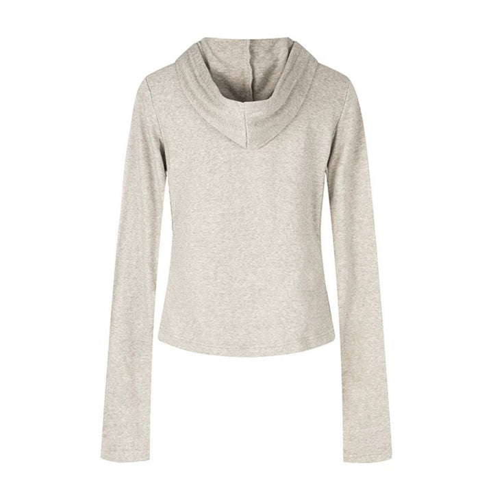 Women's Lightweight Hoodie Long Sleeve Shirt with Henley Button Placket and Patch Chest Pockets Amarae