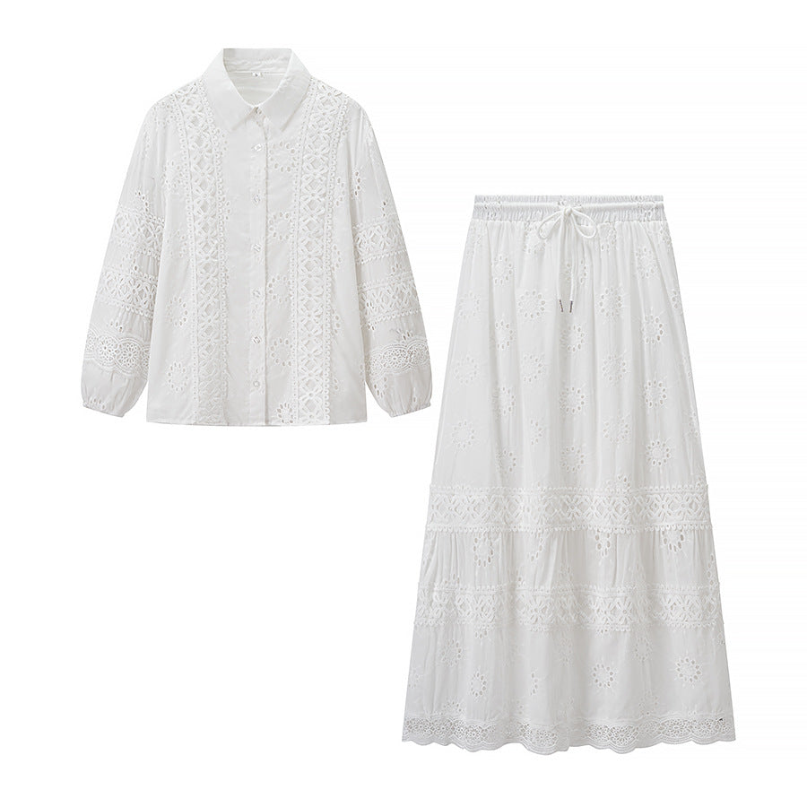 Ensemble de blouse brodée de fleurs et de jupes maxi Chic & Stil pour femmes