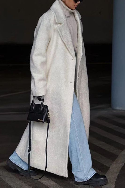 Amarae | Women's Plush Coat - Elegant Long Lapel Coat