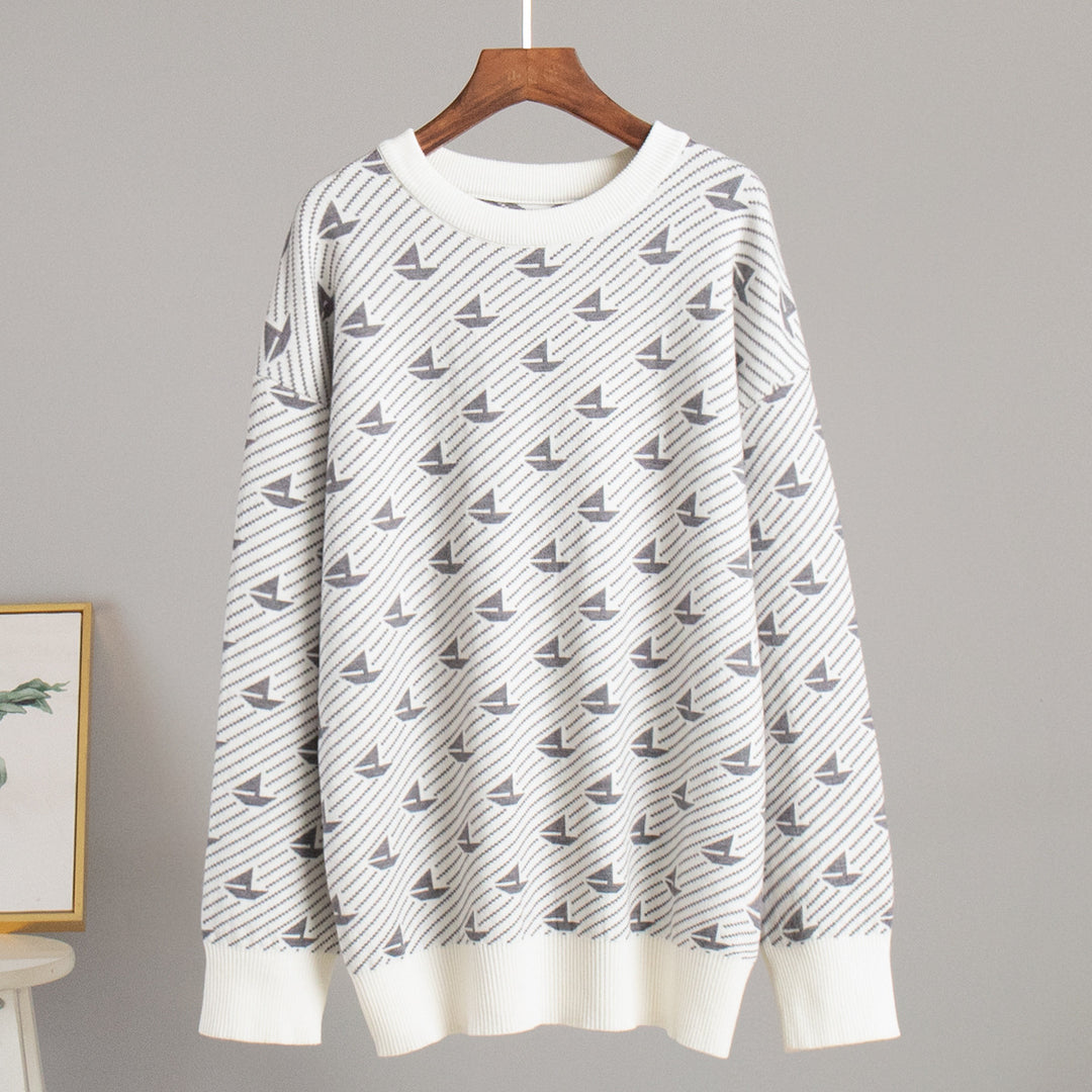 Sweater surdimensionné à motifs pour femmes en coton de haute qualité Chic & Stil