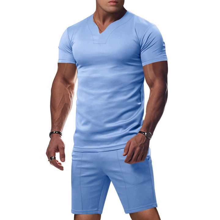 Men's sporty V-neck T-shirt with fitted cut Lune London