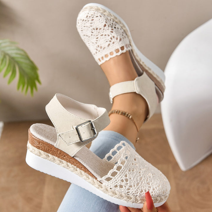 Wedge sandals for women with a sturdy strap design and a breathable material upper Lune London