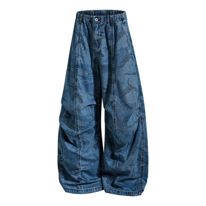 Women's Extra Wide Denim Palazzo Pants with Elastic Comfort Waistband and Distinctive Stitching Details Amarae