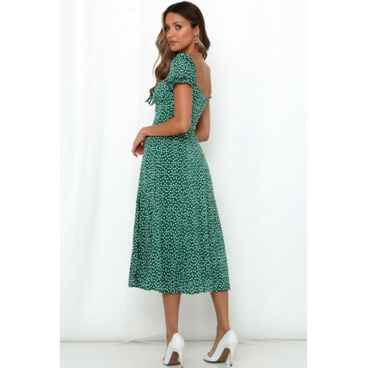 Elegant flared maxi dress for women with side slits Lune London