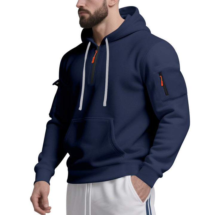 Functional hoodie for men with contrasting zipper and practical pockets Lune London