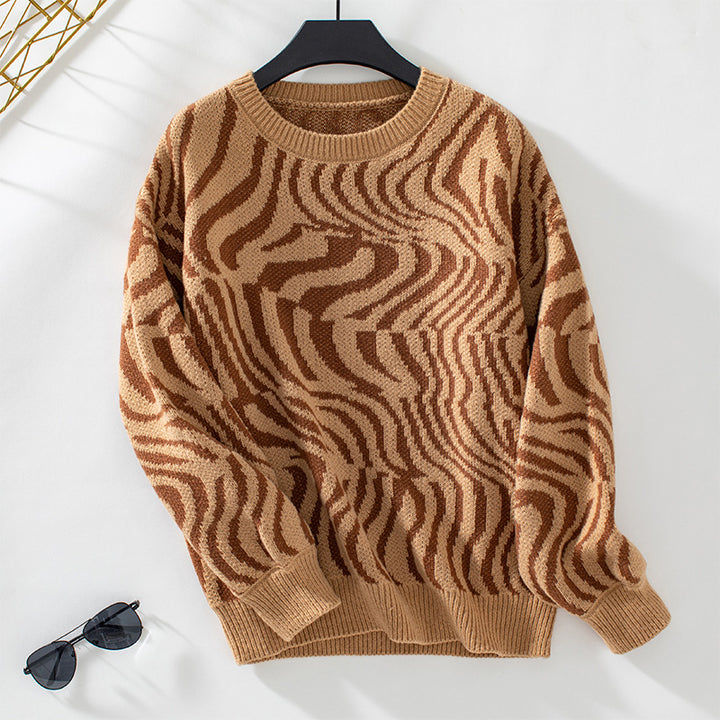Unique wave pattern knit sweater for women Lune London