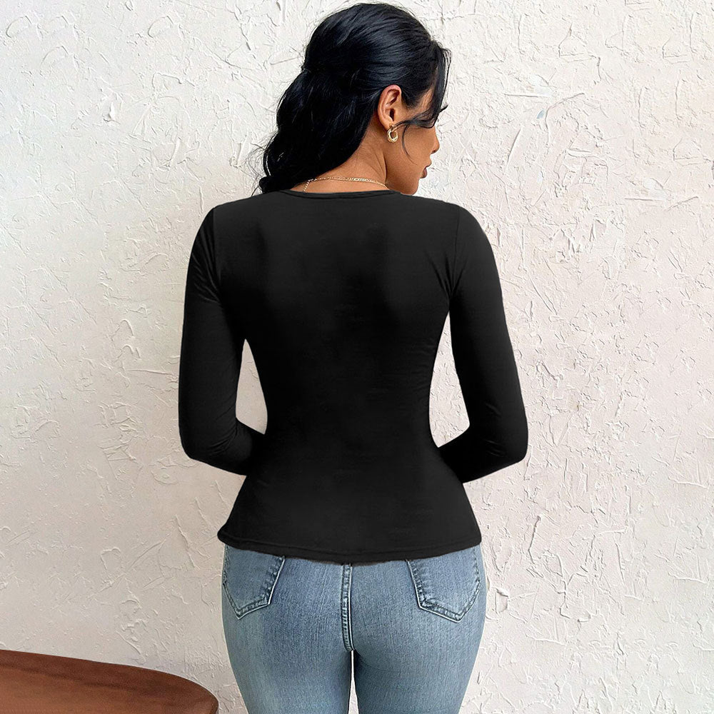 Chemisier femme à manches longues avec coupe asymétrique et fronces tendance Chic & Stil