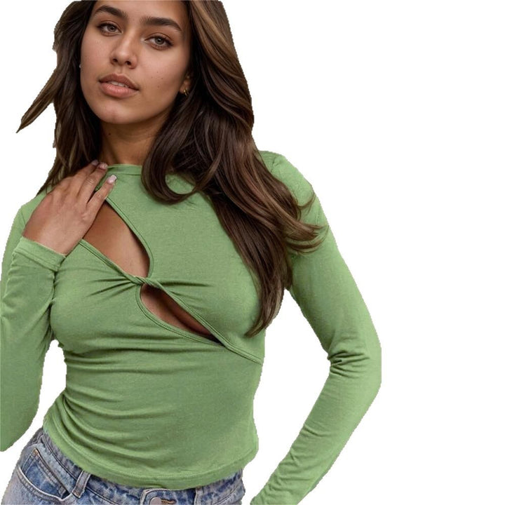T-shirt femme ajusté à manches longues avec design innovant découpé Chic & Stil