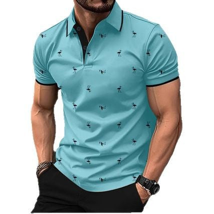 Short sleeve polo shirt for men with Lune London pattern