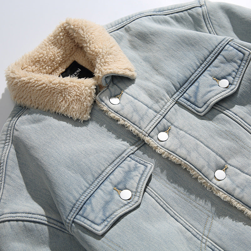 Unisex Oversize Denim Jacket with Teddy Lining and Sherpa Collar Amarae