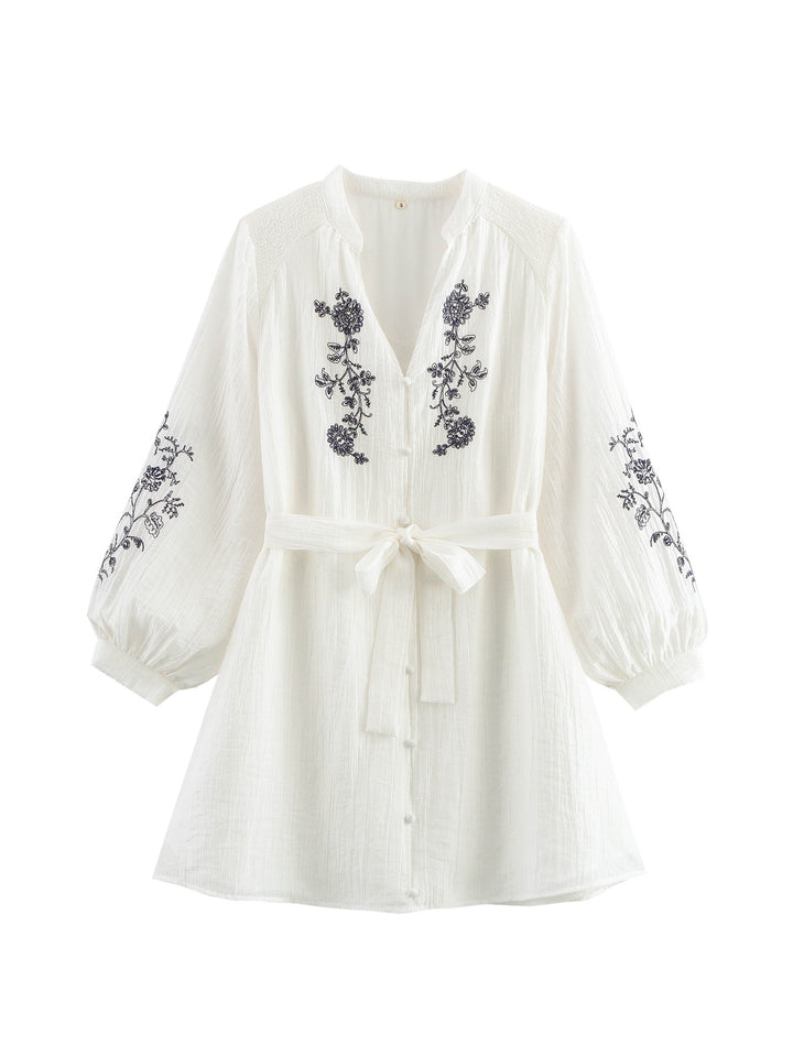 Elegant women's blouse with floral embroidery detail Lune London