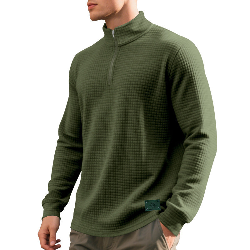 Fleece pullover for men, casual, with half-zip and textured design Amarae
