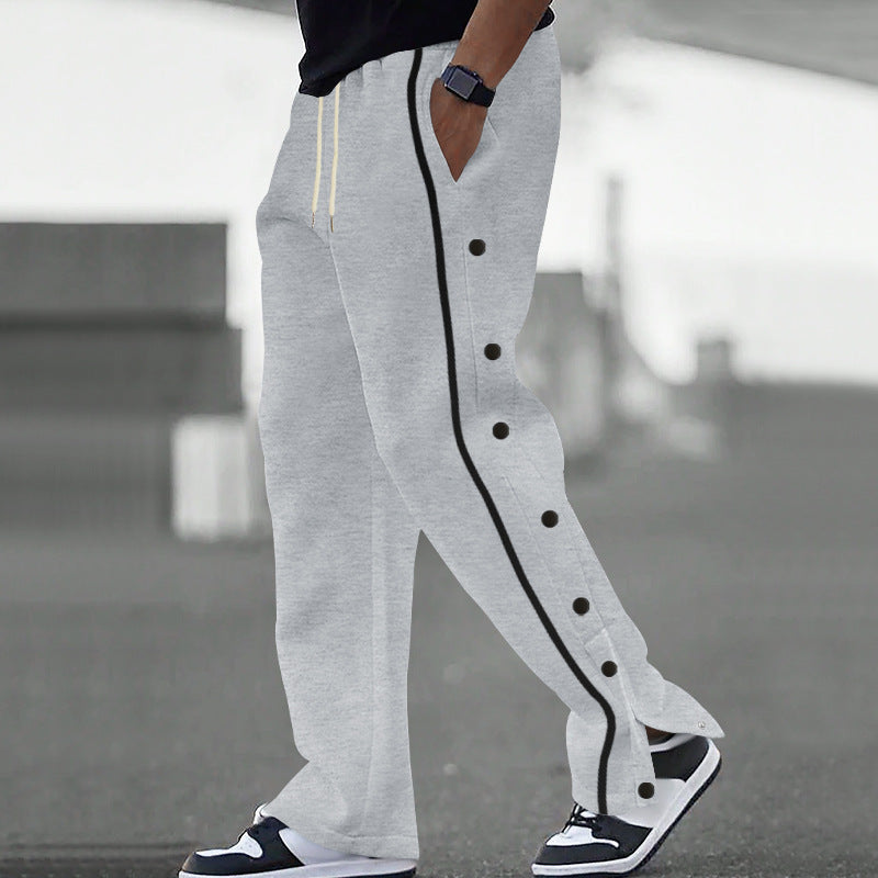 Men's sporty leisure pants with snap button detail and elastic waistband Lune London