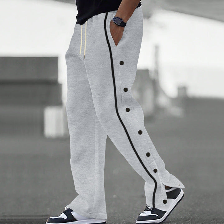 Men's Sporty Loose Jogging Pants with Snap Buttons Lune London