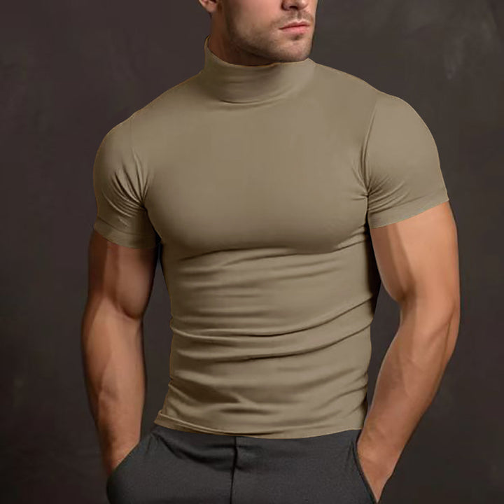 Fitted men's T-shirt with short high collar and highly stretchable material Lune London