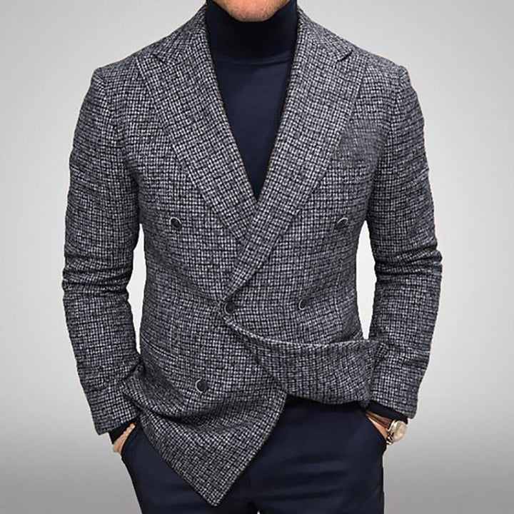 Elegant men's blazer with double-breasted modern tartan Lune London