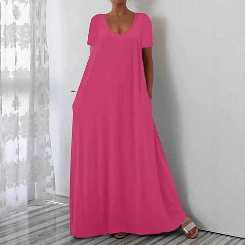 Maxi dress for women with U-neckline and practical pockets Amarae