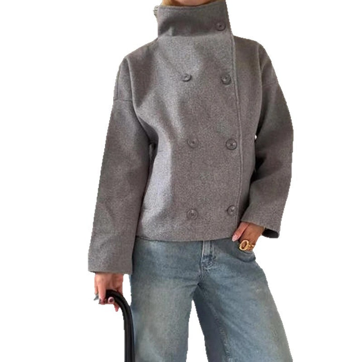 Ladies oversized cropped jacket with high collar and original sleeves Lune London