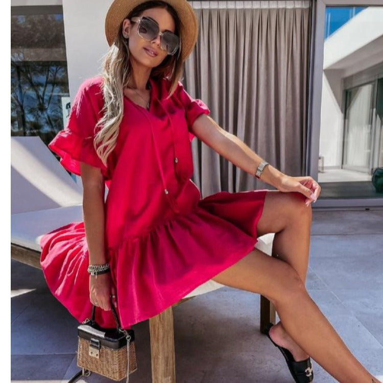 Lune London Summer ruffled dress for women with drawstring