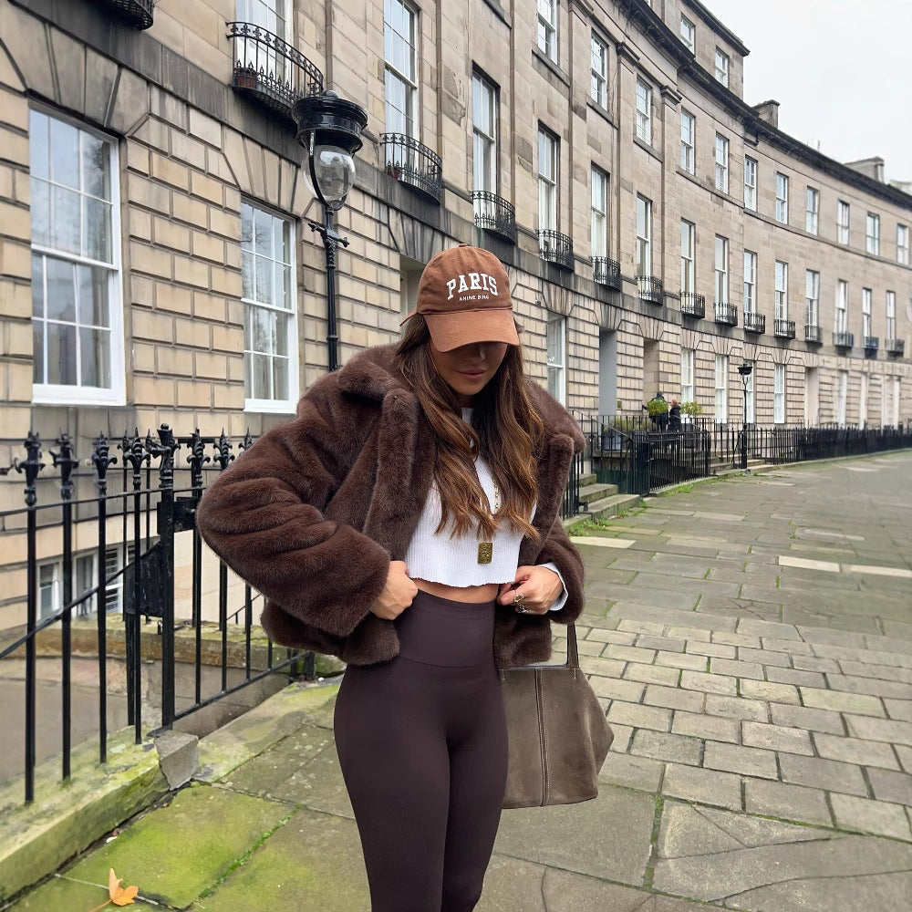 Ladies Aviator Jacket in Trendy Faux Fur Lune London