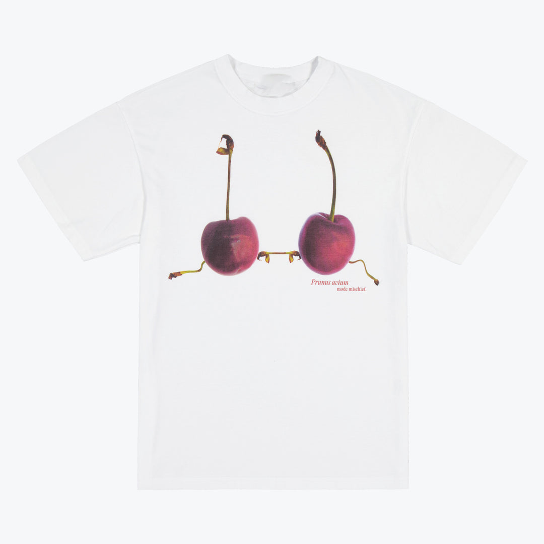 T-shirt for women with creative cherry pattern and casual cut Lune London