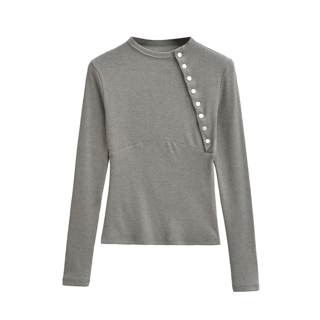 Women Fitted Long Sleeve with Asymmetrical Snap Placket Amarae