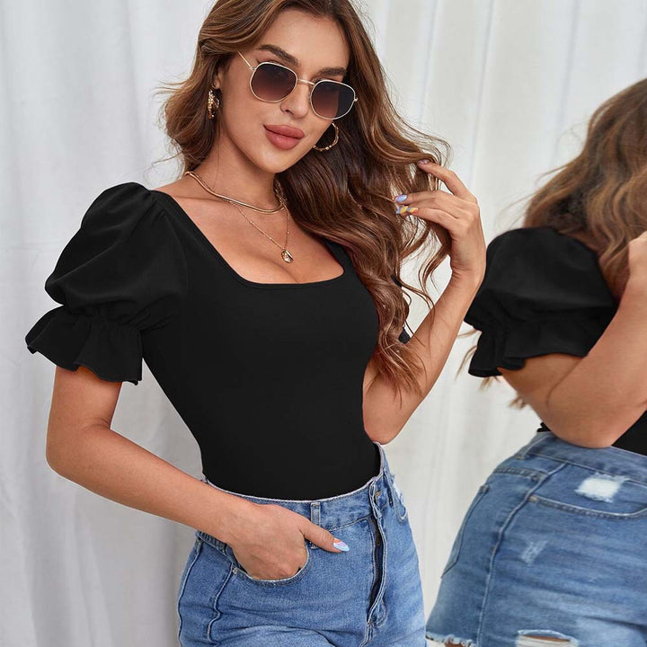 Body pour femmes avec manches bouffantes et décolleté carré Chic & Stil