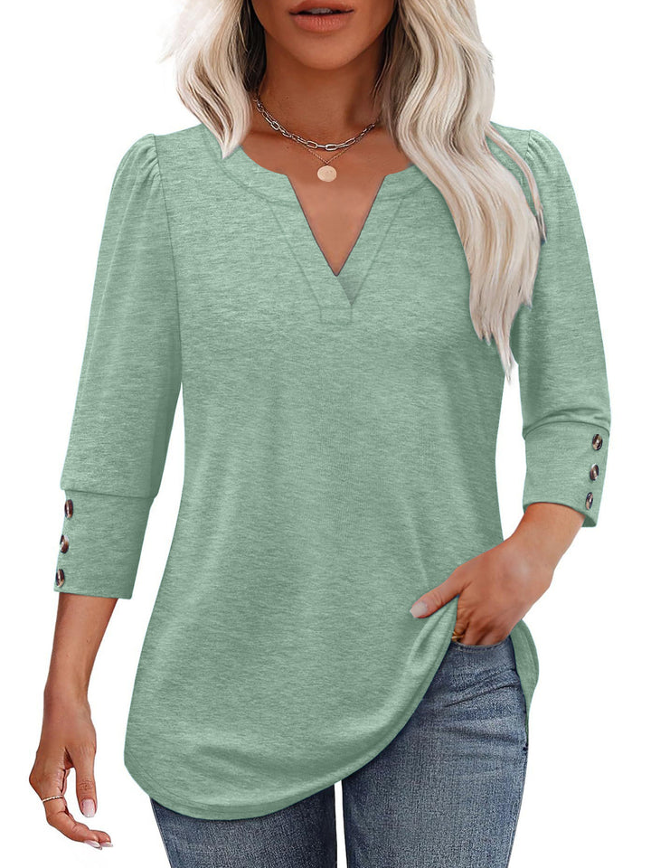 V-neck blouse for women with decorative button details Amarae