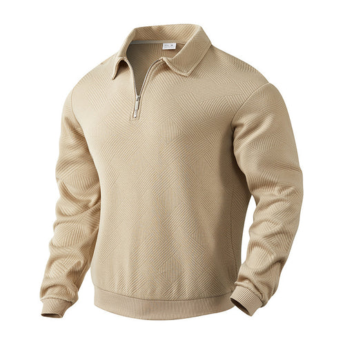 Knitted sweater for men with modern high collar and practical zipper Amarae