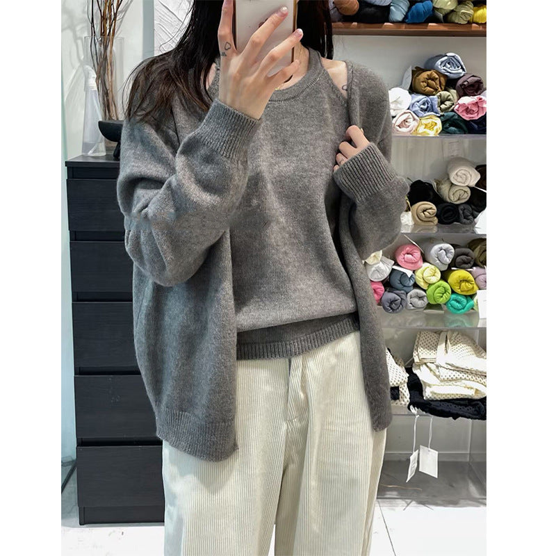 Pull en maille pelucheuse pour femme avec coupe décontractée et manches ouvertes Chic & Stil