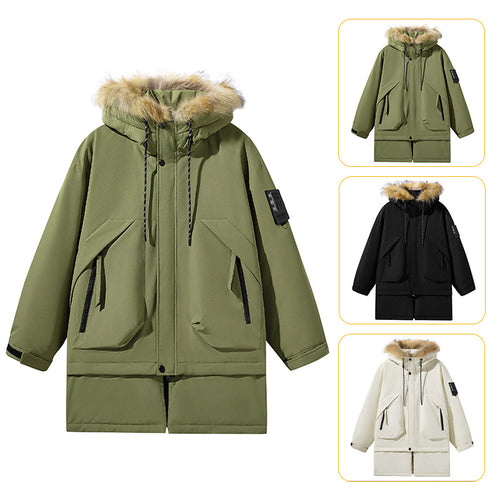 Ladies long functional jacket with removable hood and faux fur Amarae