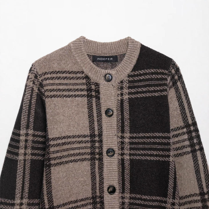 Ladies Chic tartan button sweater Lune London