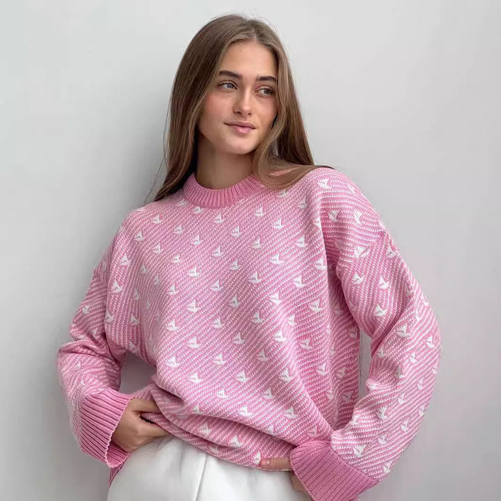 Sweater surdimensionné à motifs pour femmes en coton de haute qualité Chic & Stil
