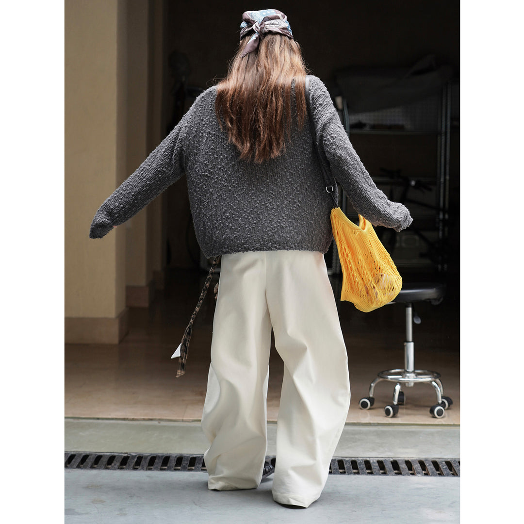Women's Chunky Knit Oversized Sweater with Textured Bobble and Wide Boat Neck Amarae