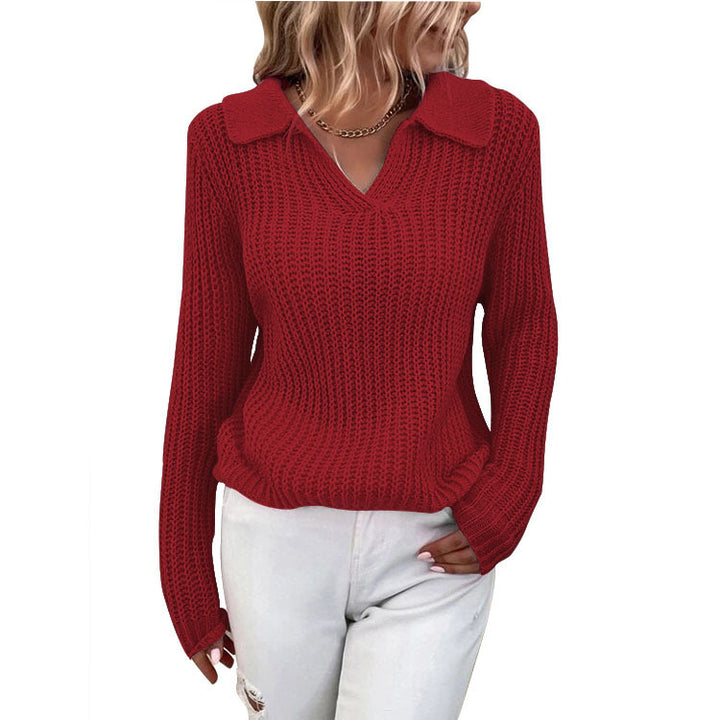 Knitted sweater for women with an elegant collar and a relaxed fit Lune London