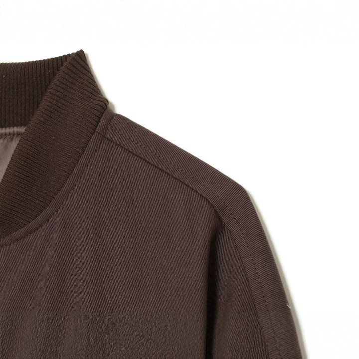 Women's Cropped Bomber Jacket with Wide Ribbed Cuff and Continuous Zipper Amarae