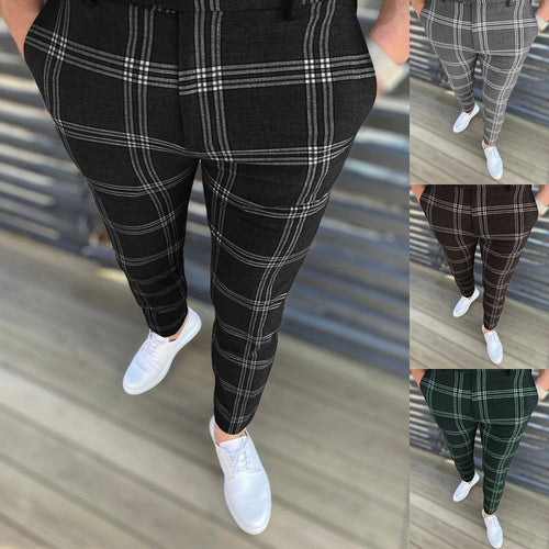 Elegant carrot pants for men with textured check pattern Amarae