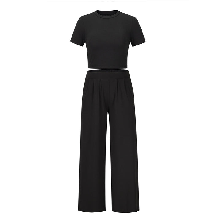 Ladies Comfortable Cotton Crop-top with Wide Pants Lune London