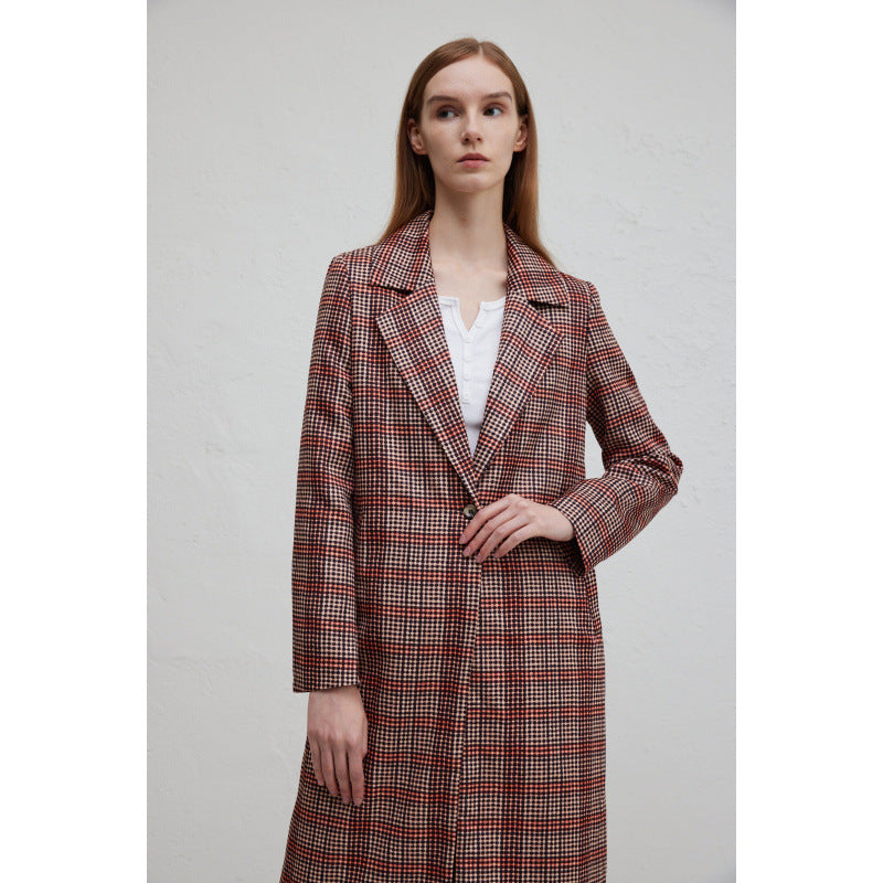 Women checkered coat elegant with double breasted and relaxed fit Amarae