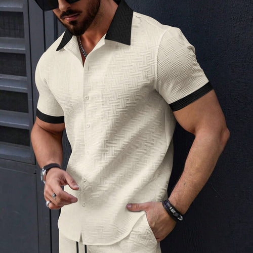 Short-sleeved shirt for men with structured design and contrasting collar Amarae