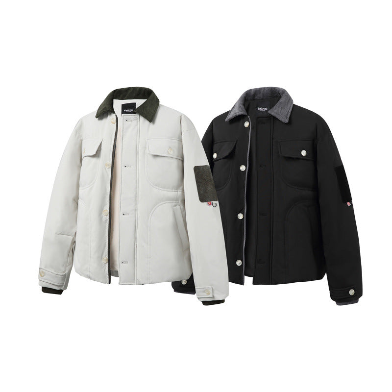 Unisex Padded Overshirt Jacket in Boxy Cut with Cord Collar and Flap Pockets Amarae