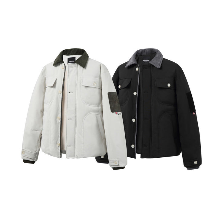 Unisex Padded Overshirt Jacket in Boxy Cut with Cord Collar and Flap Pockets Amarae