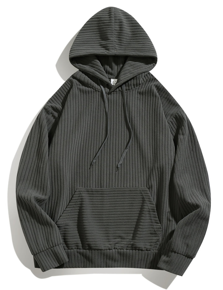 Casual hooded sweatshirt for men with ribbed design and practical pockets Lune London