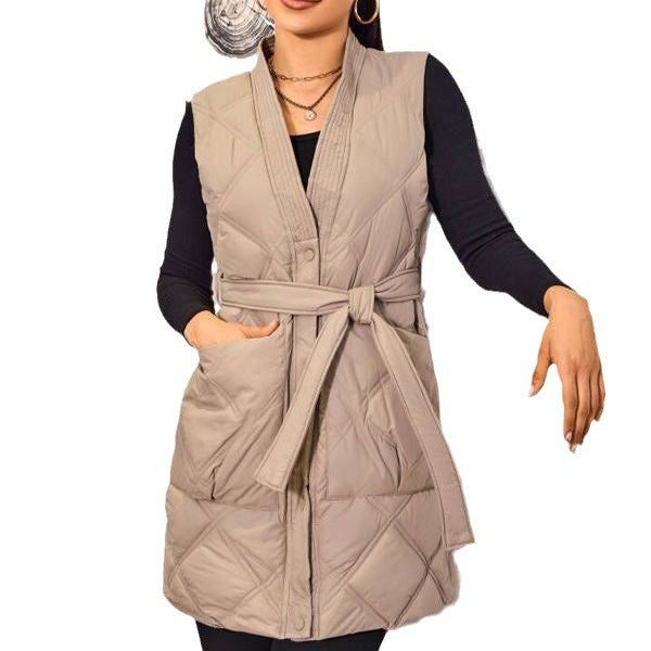 Quilted jackets for women with belt and high collar Lune London