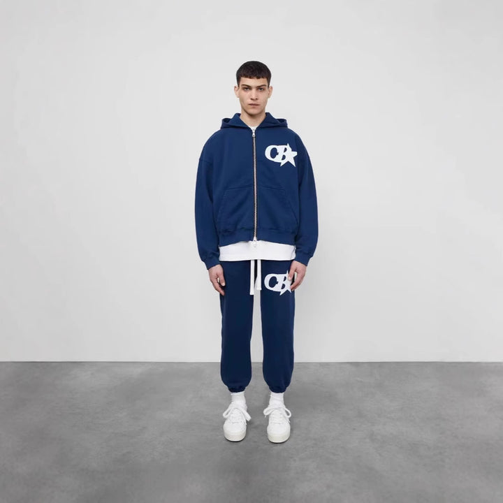 Men's hooded sweatshirt jacket with stylish logo and comfortable waistband Chic & Stil